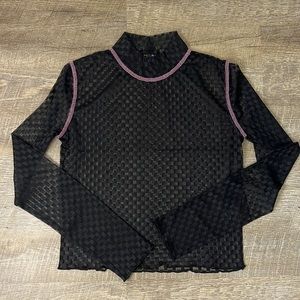 Delia’s Dolls Kill Black Checkered Long Sleeve Top Size Medium
